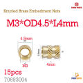 Screw nut M2 M2.5 M3 M4 M5 knurled brass embedment nuts insert nut injection. 