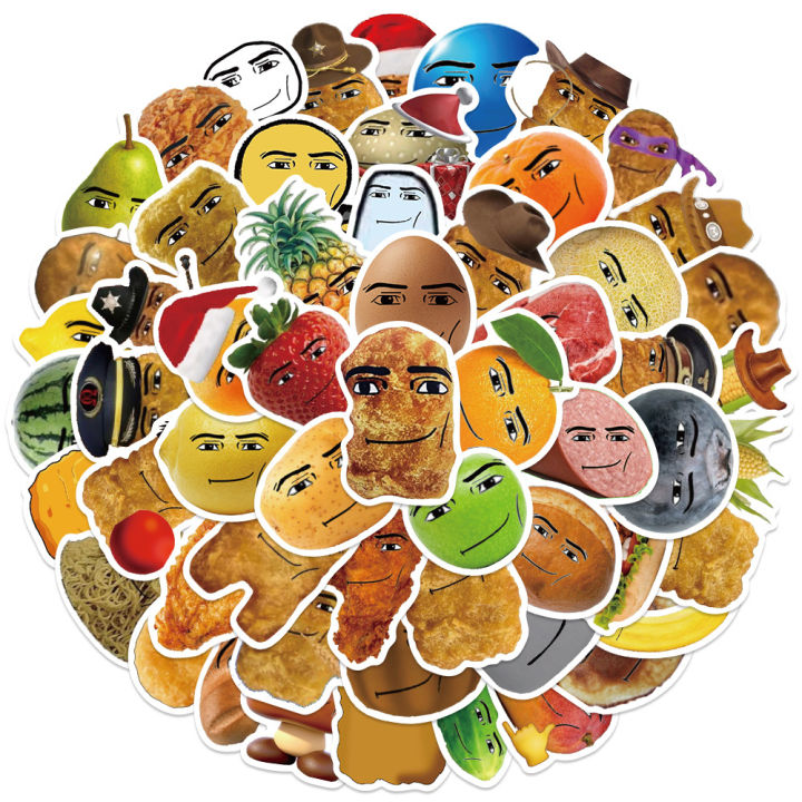 50Pcs Cute Robloxs Face Stickers Chicken Nugget Meme DIY Stickers Scrapbooking Phone Luggage Skateboard Waterproof Decals