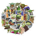 50PCS Disney Cute Baby Yoda Stickers Cartoon Anime Decals Kids Toy Laptop Guitar Motorcycle Car Phone Graffiti Sticker Gift. 