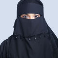 Stylish Double Layer Niqab with Sequins & Beads | Adjustable Elastic | Trendy, Comfortable, Easy-to-Wear Design for Women. 