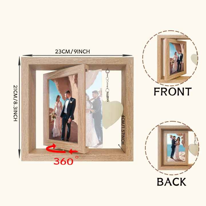 1 rotatable photo frame, creative rotating photo stand, can place ...