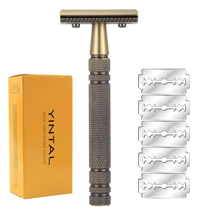 Double%20Edge%20Safety%20Razor%20Long%20Handle%20-%20Brass%20Bronze%20Blade%20Replaceable%20Razors%20For%20Men%20Shaving%20Classic%20Razor,Reusable%20Metal%20-%20Image%202