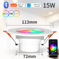 Tuya  Bluetooth LED Downlight 10W/15W Smart Ceiling Lights RGB CW+WW Dimmable Recessed Led Spot Lamp Work With Smart Life lightify. 