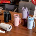 Temperature Display Indicator Sipper 380ML Vacuum Insulated Stainless Steel Tea Coffee Mug Thermos Flask Travel Mug - Tumbler with Flip Lid Mesh Filter Hot and Cold for 3 Hours (Multicolor). 