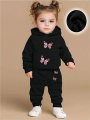 Baby Girl Baby Fashion Butterfly Pattern Hoodie+Sports Pants Two Piece Set Spring and Autumn . 
