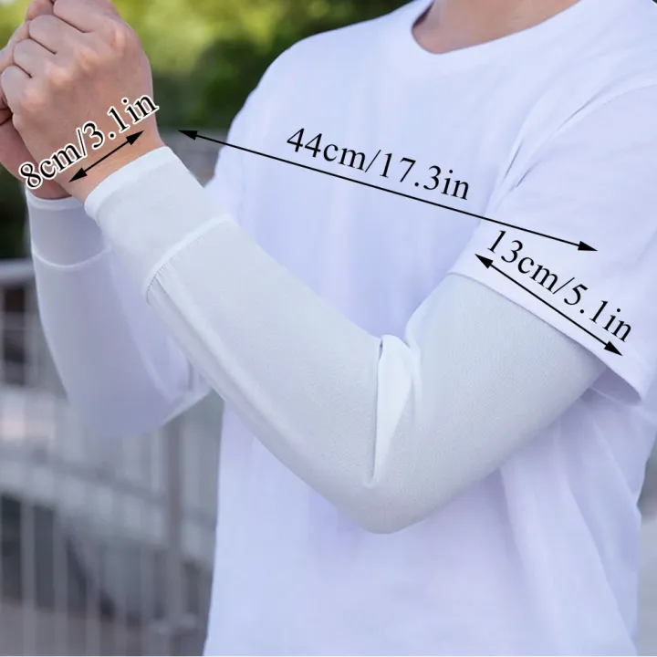 1Pair%202025%20Summer%20Ice%20Silk%20Men's%20Loose%20Sunscreen%20Sleeves%20UV%20Ice%20Gloves%20Riding%20Arm%20Guards%20Sport%20Running%20Driving%20Absorbent%20-%20Image%202