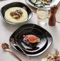 18-piece dinner set, consisting of black marble plates and deep plates in three different sizes:. 