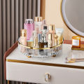 1/2 Layers Rotating Perfume Organizer For Dresser Light Luxury Skincare Cosmetic Organizer PET Bathroom Storage Tray. 