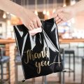 Thank You Bag Black Handheld Shopping Bag Plastic Packaging for Parties Birthdays Weddings Thanksgiving Anniversary Christmas. 