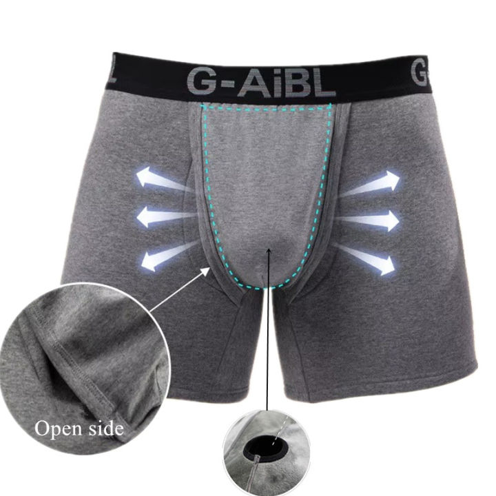 Men's Boxer Shorts Cotton Velvet Underwear Man Breathable JJ Hole Bullet Separation Pouch Underpants Male Winter Warm Panties under wear for men