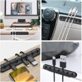 5 hole Cable Organizer Silicone USB Cable Winder Desktop Tidy Management Clips Cable Holder for Mouse Headphone Wire Organizer.