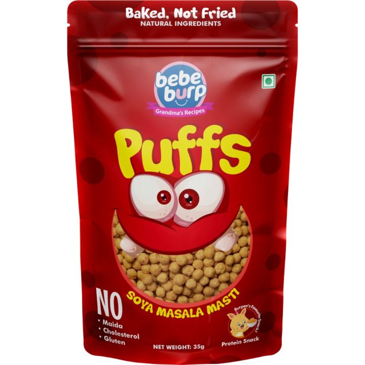 Bebe Burp Soya Masala Puff 35g - Protein Snack for Kids - No Maida - No ...