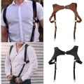 Men Leather Suspenders Body Chest Suspenders Adjustable Buckle Shoulder Armors Straps Punk Black Belt Club Party Rave Costumes.