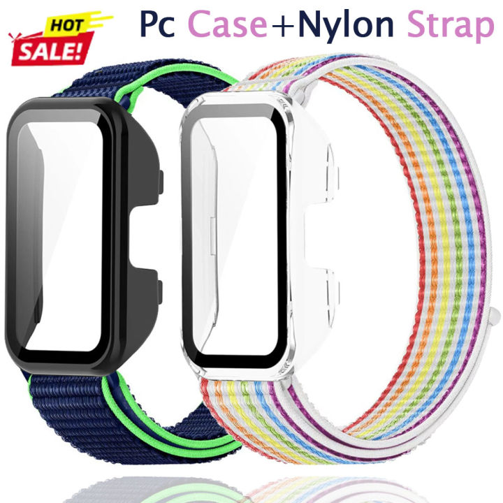 Pc Case+Official Nylon Strap For Huawei Band 10 Screen Glass Protective Shell Sports Comfortable Band For Huawei Band 9 8 Correa