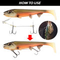 Spinpoler Soft Fishing Lure With Stinger Rig Hook Shad Bait14cm/18cm Square Paddle Tail Realistic Plastic Fish For Pike.