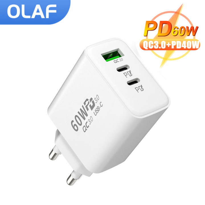 Olaf PD 60W USB C Charger Fast Charging Type C Charger Quick charge 3.0 Phone Charger Adapter For iPhone