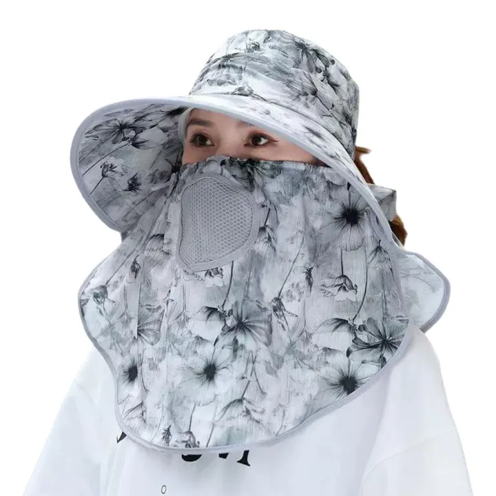 Summer%20Women%20Wide%20Brim%20Garden%20Work%20Shade%20Hat%20Face%20Mask%20No%20Detachable%20Sunhat%20Outdoor%20Breathable%20Fisherman%20Hat%20UV%20Protection%20%EF%BB%BF%20-%20Image%205