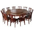 12-Seater Wooden Round Dining Table With Revolving Top - Dark Walnut. 