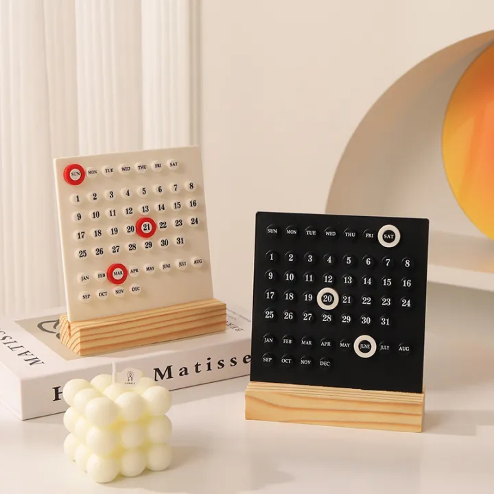 Acrylic Wooden Base Handmade DIY Calendar Office Desktop Home Decorative Digital