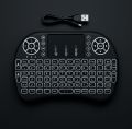 Mini Wireless Keyboard with Touchpad & LED Backlight – 2.4GHz, Rechargeable, Multi-Device Compatible. 