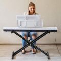 Adjustable Keyboard Stand Double Braced X Style Digital Piano Stand with Locking Straps for 61 76 88 Keys. 
