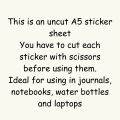 Kawaii Cute Animals A5 sticker UNCUT Sticker Sheet For Notebook Journals Water Bottle. 