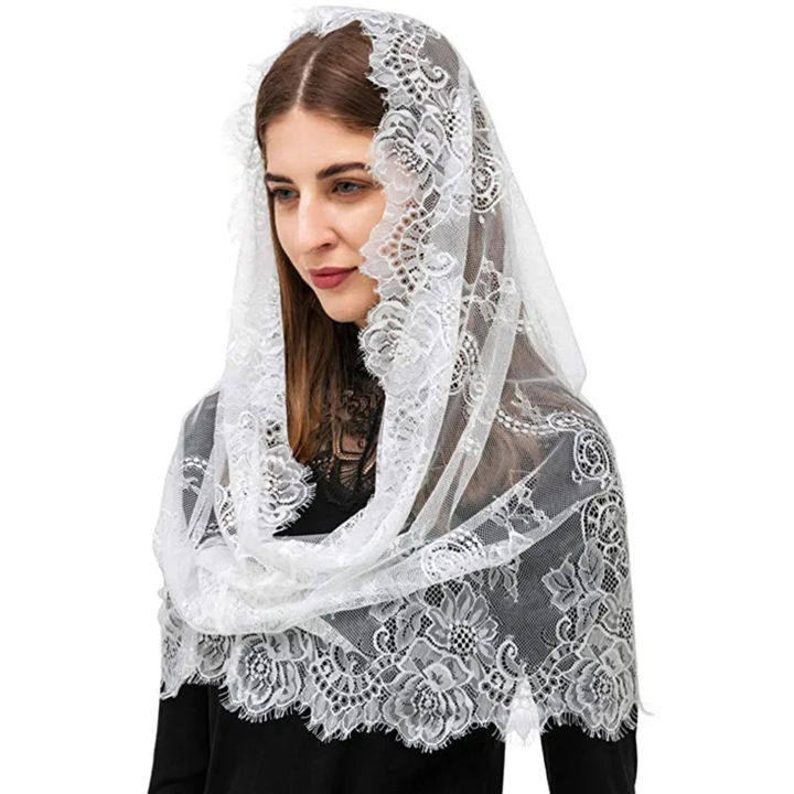 Black%20Lace%20Mantilla%20Veil%20for%20Church%20Spanish%20Style%20Lace%20Head%20Scarf%20White%20Black%20Short%20Veil%20for%20Bride%20Accessories%20-%20Image%204