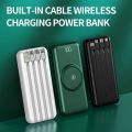 Power Bank with Built-in 4 Cable, 20000mAh Wireless Portable Charger,6 Outputs & 3 Inputs Fast Charging External Power Delivery USB-C Battery Pack. 