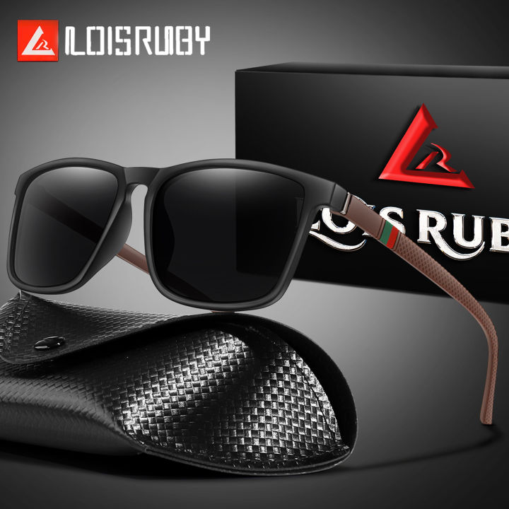 LOISRUBY Polarized Fishing Sunglasses Men Women Travel Angler Driving Cycling Male Eyewear UV400 Square Vintage with Case