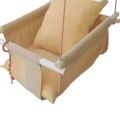 Baby Swing set with comfortable Soft Backrest Cushion, Secure Wooden Hanging Hand made Swing Seat Chair for infants. 