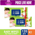 Parachute Just For Baby - Baby Face & Body Wipes 120pcs Pack of 2. 