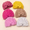 Bow Knit Baby Hat for Girls Boys Elastic Newborn Bonnet Autumn Winter Warm Turban Hats Solid Color Woolen Cap Kids Accessories. 