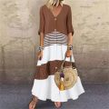 Plus size summer Women's Fashion Short Sleeve Dress V-neck Printed Long Elegant Loose Dress Button Casual Large Women's Dress. 