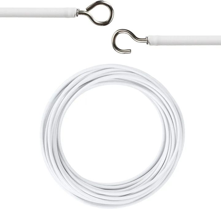 Curtain Wire Rod Expanding High Quality Curtain Wire Plastic-coated Curtain Rope Spring Rope Curtain Lanyard/ Curtain Rod Curtain Wire and Hooks Set,Curtain Wire with Screw-in Hooks for Net Curtain Rod