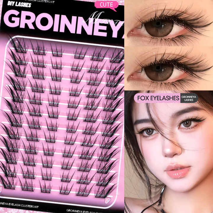GROINNEYA%20Lash%20Clusters%20Cat%20Lashes%20Winged%20End%20Eye%20Elongated%20Eyelashes%20Eyelash%20Clusters%20Kit%20DIY%20at%20Home%20Eyelash%20Extensions%20-%20Image%202