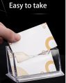 Visiting Card Stand Acrylic Clear Desktop Business Card Display Holder for Office - Transparent. 
