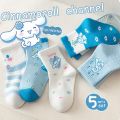 5 Pairs Cinnamoroll Kids Socks, Cute Cartoon Cotton Crew Socks for Girls. 