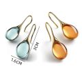 2 Pcs Gold-color Earrings Luxury Style Inlaid Faux Cat's Eye Stones Colorful Fashion Earrings.