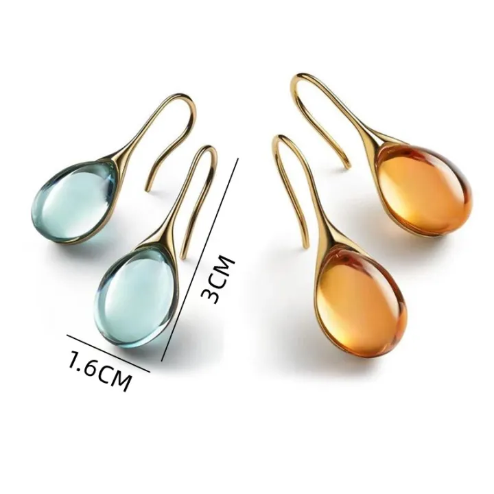 2%20Pcs%20Gold-color%20Earrings%20Luxury%20Style%20Inlaid%20Faux%20Cat's%20Eye%20Stones%20Colorful%20Fashion%20Earrings%20-%20Image%206