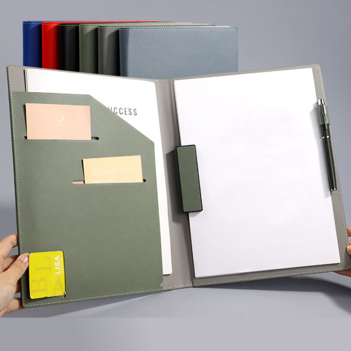 Business Contract Folder with Card Slots And Pen Holder - Secure Document Organizer for Meetings And Signings
