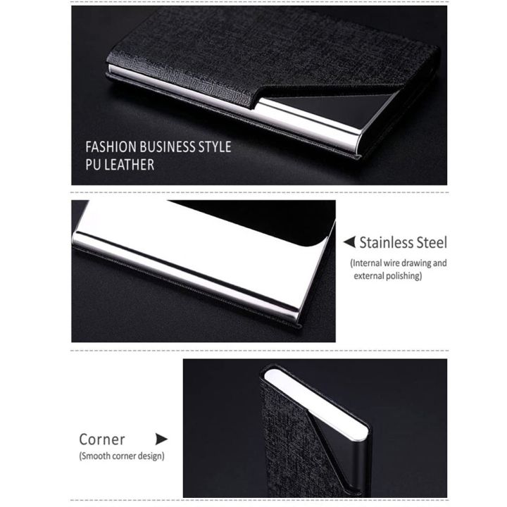 Metal%20Business%20Card%20Holder%20-%20Waterproof%20PU%20Leather%20Stainless%20Steel%20Card%20Case%20for%20Men%20and%20Women%20-%20Image%203