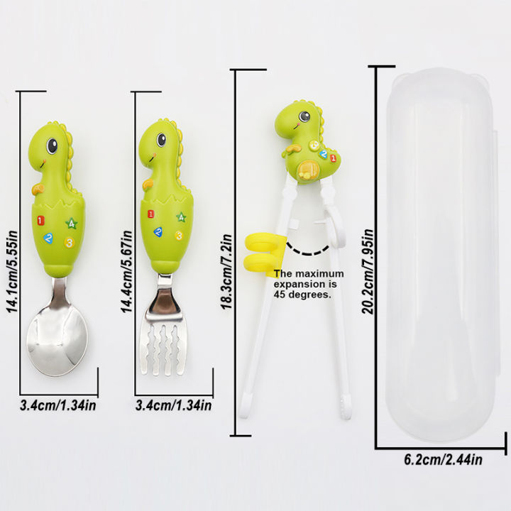 Dinosaur%20Style%20Children%20Practice%20Chopsticks,%20Baby%20Spoon/Fork%20Cutlery%20Storage%20Box%20Set,%20Suitable%20For%203-6%20Years%20Old%20Eating%20Utensils%20-%20Image%206