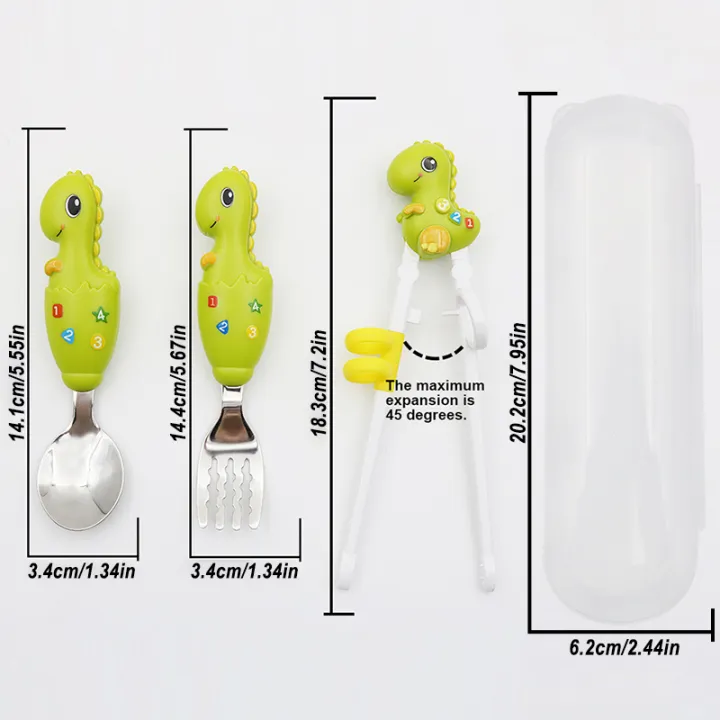Dinosaur%20Style%20Children%20Practice%20Chopsticks,%20Baby%20Spoon/Fork%20Cutlery%20Storage%20Box%20Set,%20Suitable%20For%203-6%20Years%20Old%20Eating%20Utensils%20-%20Image%206