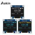 Aokin 0.96 inch OLED Display Screen Module I2C IIC 128x64 SS - D - 1306 3.3V-5V Blue/blue Yellow/White for Arduino ESP32 ESP8266. 