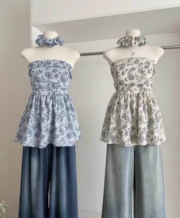 Women%E2%80%99s%20printed%20tube%20top%20with%20matching%20scrunchie%20by%20sworni%20fits%20/%20stylish%20strapless%20summer%20tops%20for%20girls%20/%20-%20Image%203