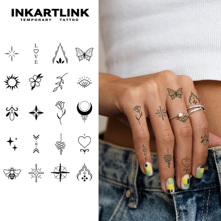 Henna Finger Tattoo (10) Temporary Tattoo,Lasts To 15 Days New Technology Magic Waterproof Semi Permanent Sticker.