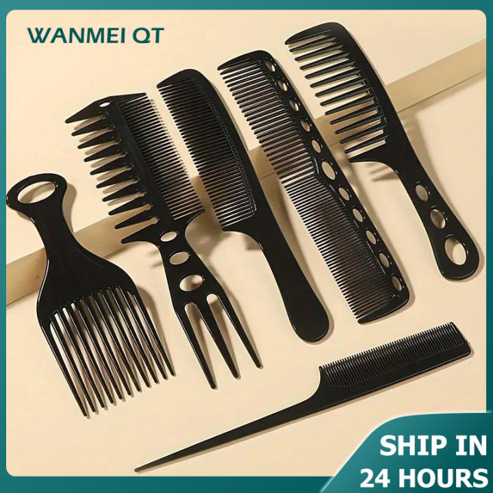6pcs/Set Hair Wide Tooth Comb Flat Comb Rat Tail Comb Double-sided Comb ...
