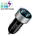 LED Display Voltmeter 3.1A Dual USB Phone Charger Car Cigarette  Power Adapter Socket Splitter for 12-24V Cars. 
