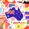50 PCS National Flags Travel Stickers Toys Countries Map PVC Stickers for Children DIY Suitcase Laptop Car Skateboard Sticker. 
