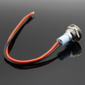 1pcs Signal light 3V 6V 12V 24V 220V 12mm waterproof metal flat circular indicator light with red, yellow, blue-green wires. 